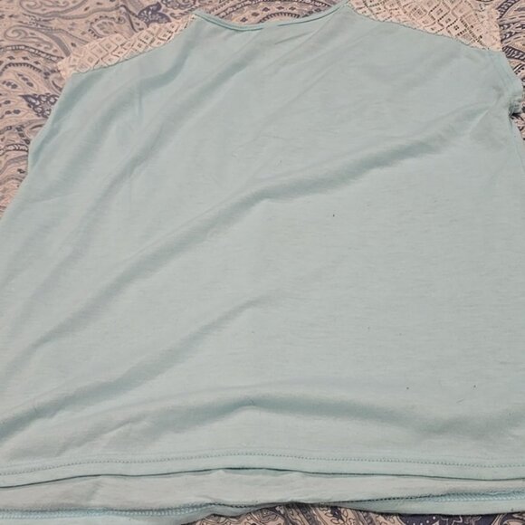 ❤️10/$40 Euc Women's Light Blue Lace Sleeve Top - Picture 3 of 3